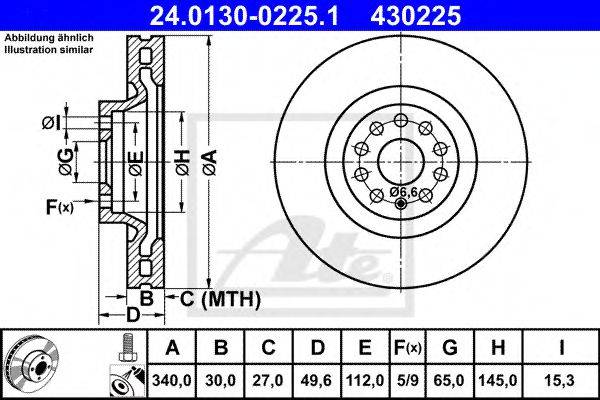 гальмівний диск ATE 24.0130-0225.1