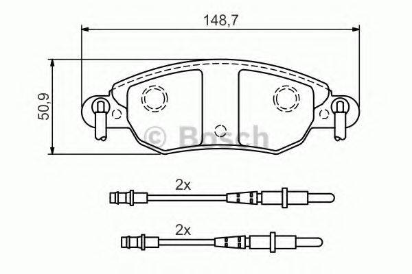 Комплект гальмівних колодок, дискове гальмо BOSCH 0 986 424 598