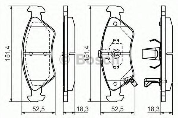 Комплект гальмівних колодок, дискове гальмо BOSCH 0 986 424 725