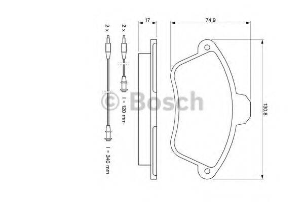 Комплект гальмівних колодок, дискове гальмо BOSCH 0 986 460 951