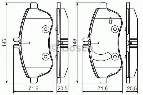 Комплект гальмівних колодок, дискове гальмо BOSCH 0 986 495 104