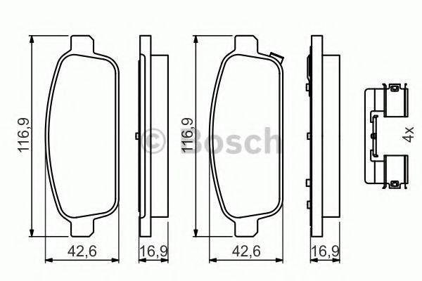 Комплект гальмівних колодок, дискове гальмо BOSCH 0 986 494 666