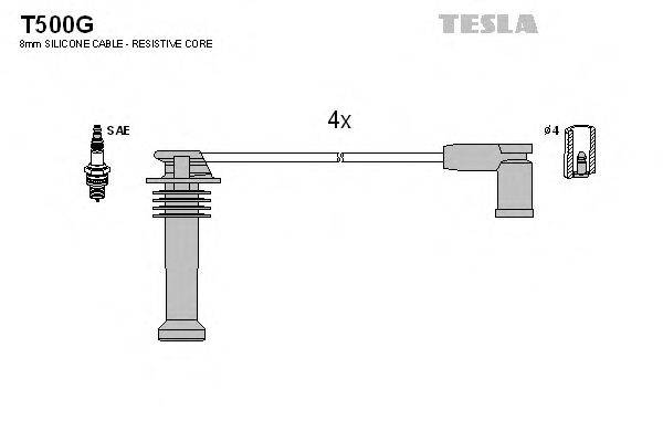 Комплект дротів запалення TESLA T500G