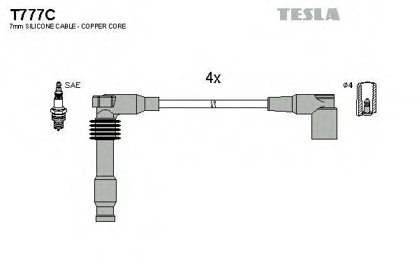 Комплект дротів запалення TESLA T777C