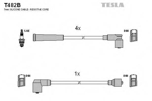 Комплект дротів запалення TESLA T482B