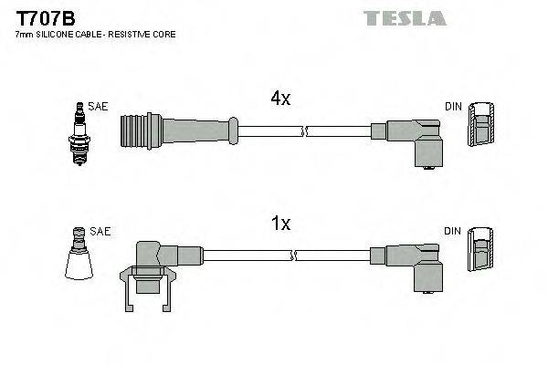 Комплект дротів запалення TESLA T707B