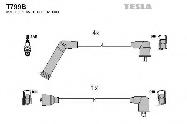 Комплект дротів запалення TESLA T799B