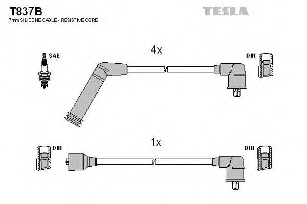 Комплект дротів запалення TESLA T837B