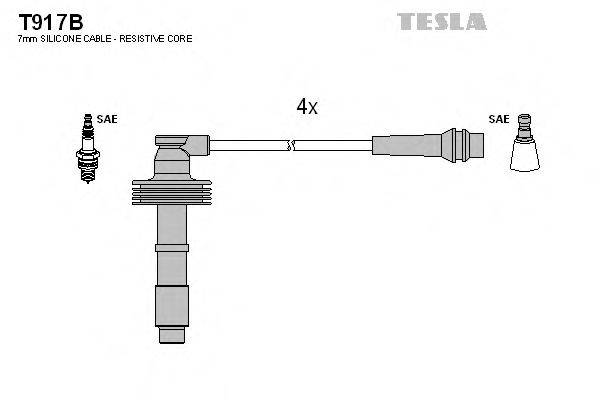 Комплект дротів запалення TESLA T917B