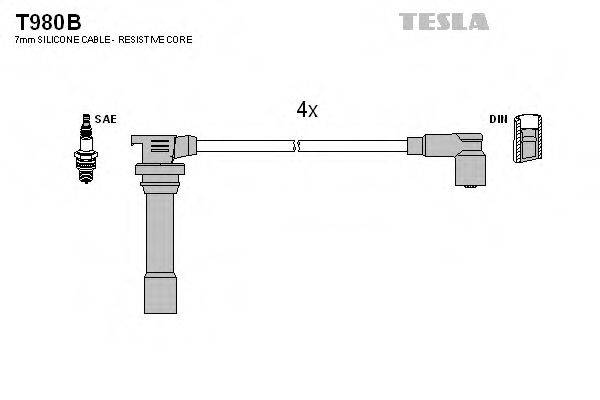 Комплект дротів запалення TESLA T980B