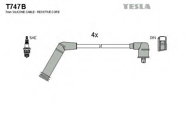 Комплект дротів запалення TESLA T747B