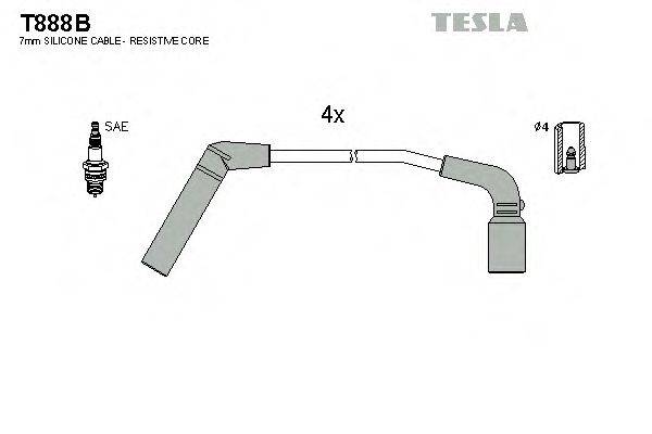 Комплект дротів запалення TESLA T888B