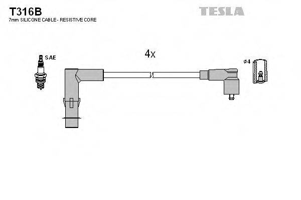 Комплект дротів запалення TESLA T316B