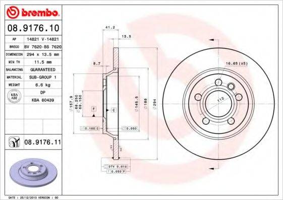 гальмівний диск BREMBO 08.9176.11