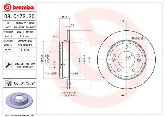 гальмівний диск BREMBO 08.C172.21