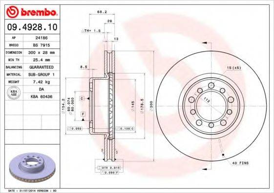 гальмівний диск BREMBO 09.4928.10