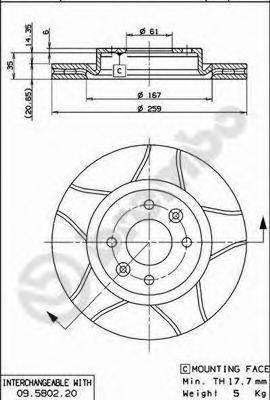 гальмівний диск BREMBO 09.5802.76