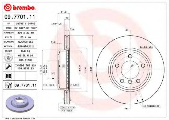 гальмівний диск BREMBO 09.7701.11