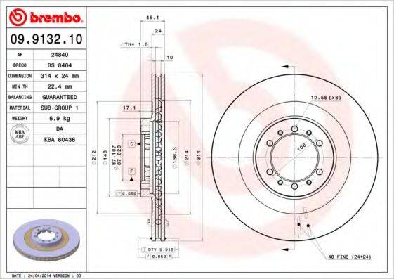 гальмівний диск BREMBO 09.9132.10