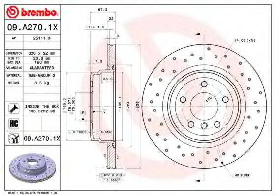 гальмівний диск BREMBO 09.A270.1X