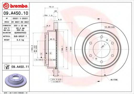 гальмівний диск BREMBO 09.A450.11