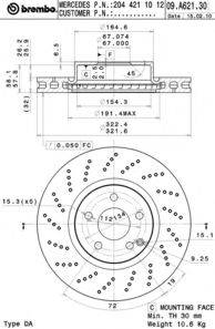 гальмівний диск BREMBO 09.A621.31