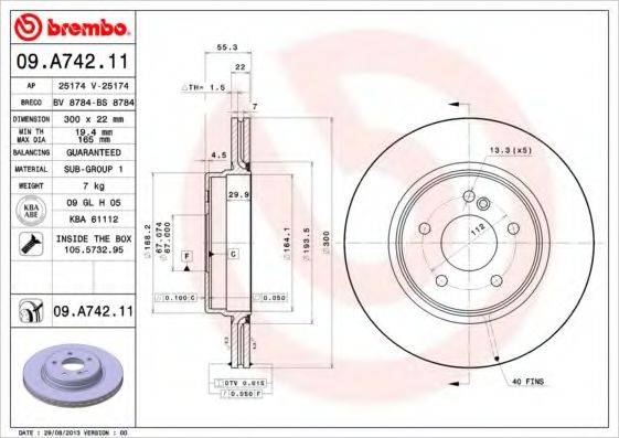 гальмівний диск BREMBO 09.A742.11