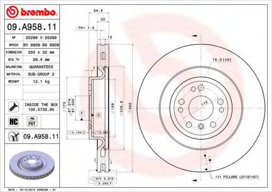 гальмівний диск BREMBO 09.A958.11