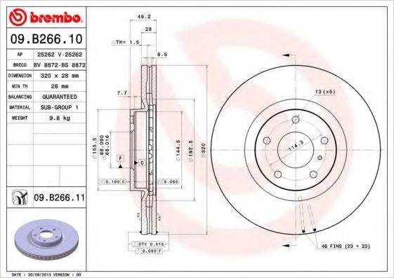 гальмівний диск BREMBO 09.B266.11