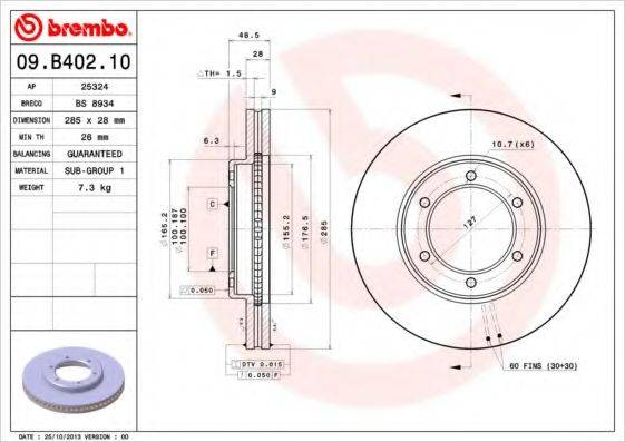 гальмівний диск BREMBO 09.B402.10