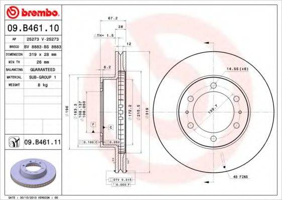 гальмівний диск BREMBO 09.B461.11