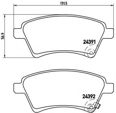 Комплект гальмівних колодок, дискове гальмо BREMBO P 23 105