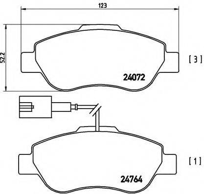 Комплект гальмівних колодок, дискове гальмо BREMBO P 23 107