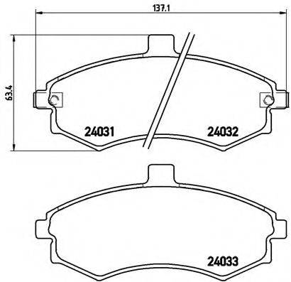 Комплект гальмівних колодок, дискове гальмо BREMBO P 30 020