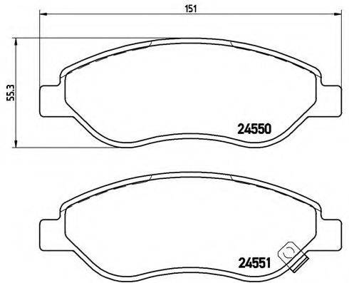 Комплект гальмівних колодок, дискове гальмо BREMBO P 59 053