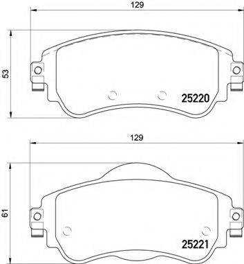 Комплект гальмівних колодок, дискове гальмо BREMBO P 61 105