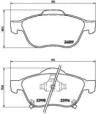 Комплект гальмівних колодок, дискове гальмо BREMBO P 83 043