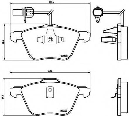 Комплект гальмівних колодок, дискове гальмо BREMBO P 85 061