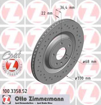 гальмівний диск ZIMMERMANN 100.3358.52