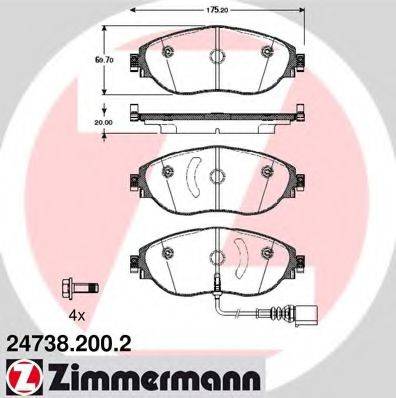 Комплект гальмівних колодок, дискове гальмо ZIMMERMANN 24738.200.2