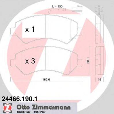 Комплект гальмівних колодок, дискове гальмо ZIMMERMANN 24466.190.1