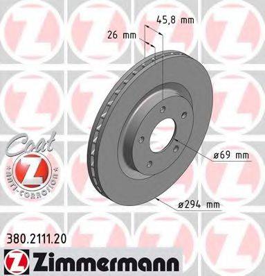 гальмівний диск ZIMMERMANN 380.2111.20