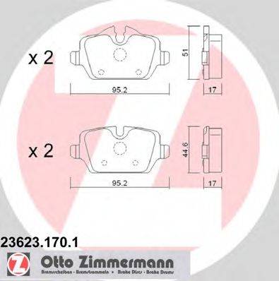 Комплект гальмівних колодок, дискове гальмо ZIMMERMANN 23623.170.1