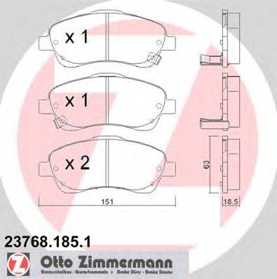 Комплект гальмівних колодок, дискове гальмо ZIMMERMANN 23768.185.1