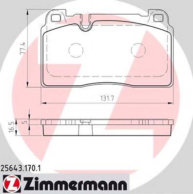 Комплект гальмівних колодок, дискове гальмо ZIMMERMANN 25643.170.1