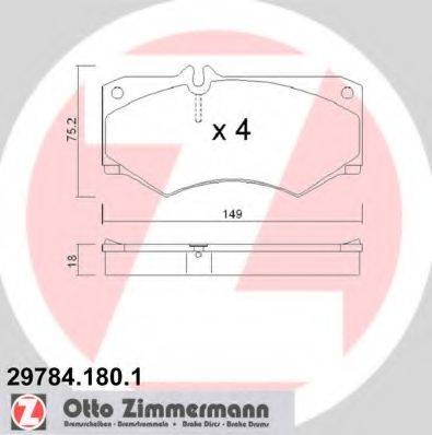 Комплект гальмівних колодок, дискове гальмо ZIMMERMANN 29784.180.1