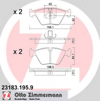 Комплект гальмівних колодок, дискове гальмо ZIMMERMANN 23183.195.9