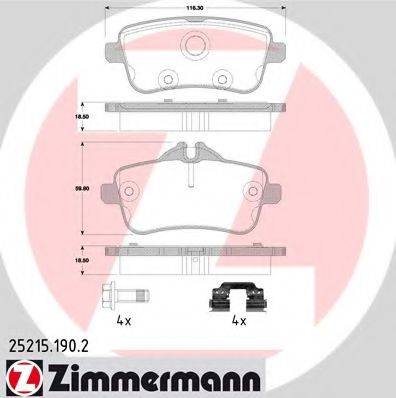 Комплект гальмівних колодок, дискове гальмо ZIMMERMANN 25215.190.2