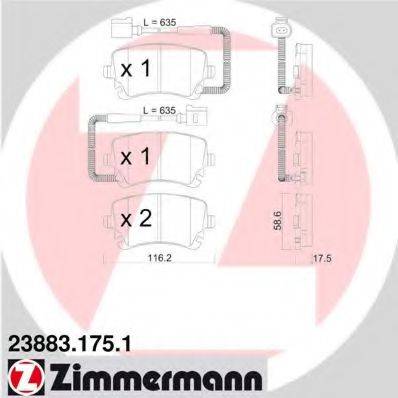 Комплект гальмівних колодок, дискове гальмо ZIMMERMANN 23883.175.1