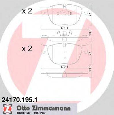 Комплект гальмівних колодок, дискове гальмо ZIMMERMANN 24170.195.1